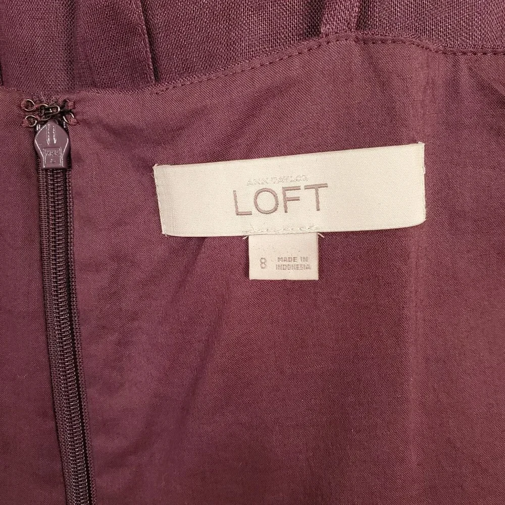 Ann Taylor Loft Size 8 Dress Linen Layered Sleeveless Lined Sheath Knee Purple - Picture 8 of 8